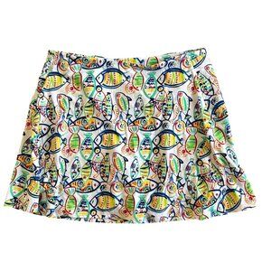 IBKUL Womens Sz Small Fish Print Skort With Pockets & UPF 50+ Cooling Fabric
